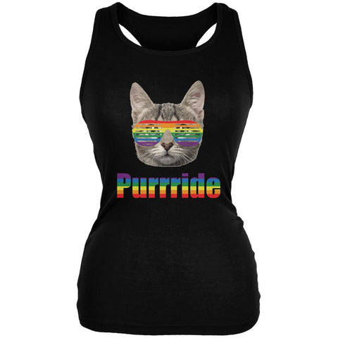 LGBT Purride Funny Cat Black Juniors Soft Tank Top