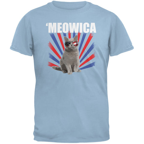 4th of July Meowica Light Blue Youth T-Shirt