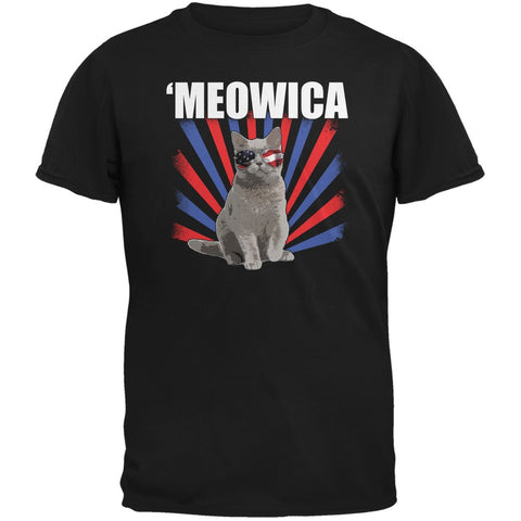 4th of July Meowica Black Youth T-Shirt
