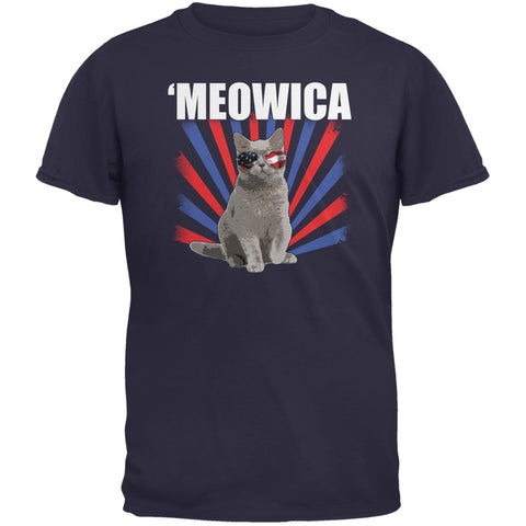 4th of July Meowica Navy Youth T-Shirt