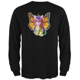 Rainbow Butterfly Unicorn Kitten White Adult Long Sleeve T-Shirt