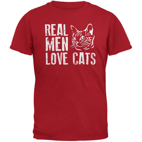 Real Men Love Cats Red Adult T-Shirt