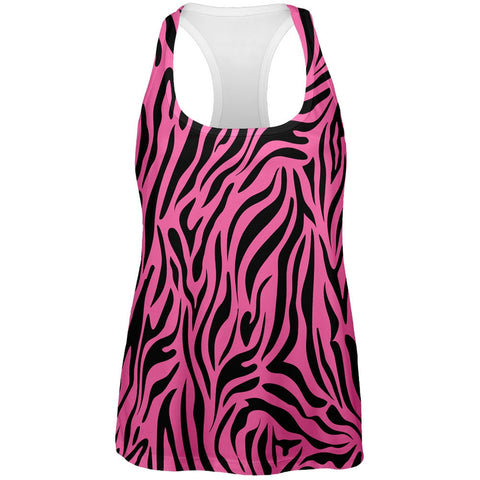 Zebra Print Pink All Over Womens Tank Top