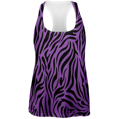 Zebra Print Purple All Over Womens Tank Top