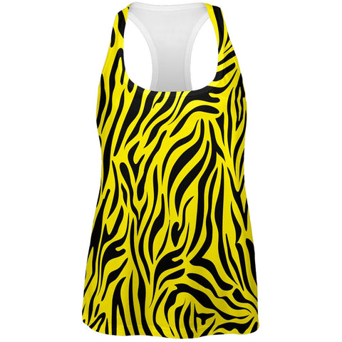 Zebra Print Yellow All Over Womens Tank Top