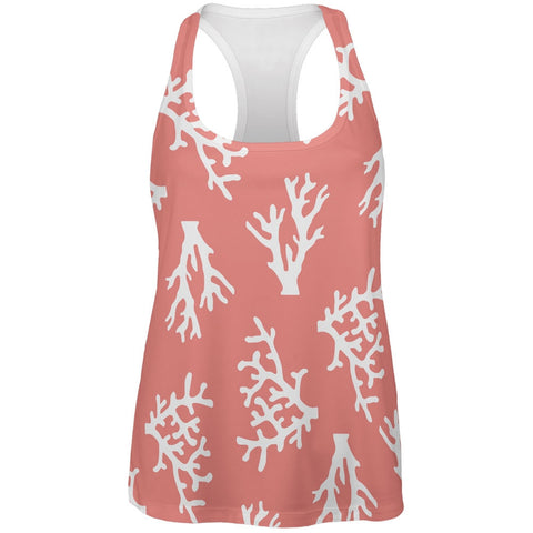 Coral on Pink All Over Womens Tank Top