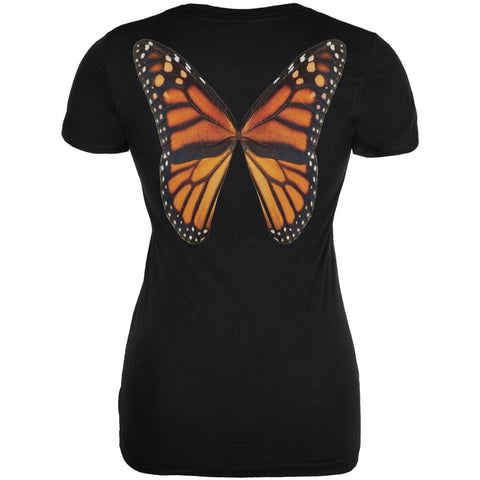 Monarch Butterfly Wings Costume Black Juniors Soft T-Shirt
