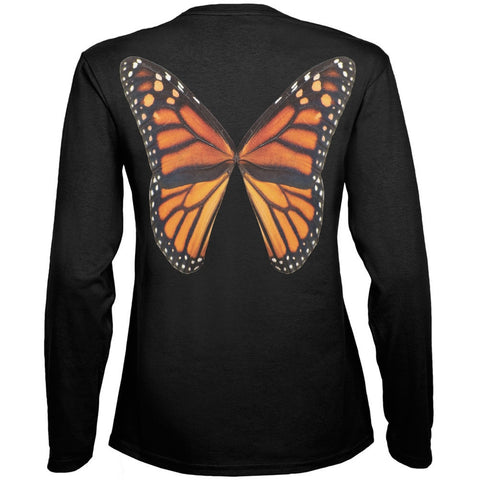 Monarch Butterfly Wings Costume Black Womens Long Sleeve T-Shirt