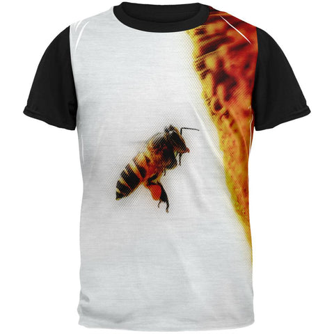 Honey Bee in Flight Adult Black Back T-Shirt