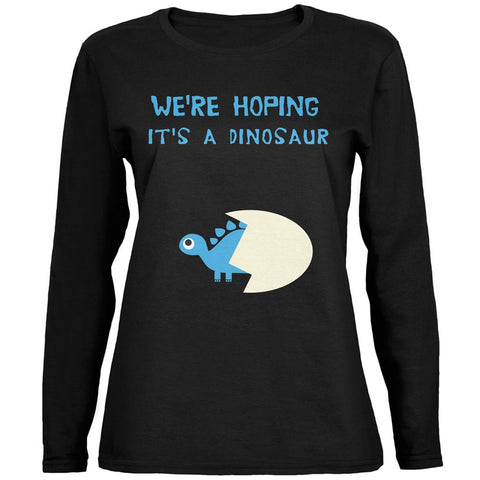 We're Hoping It's a Dinosaur Boy Black Womens Long Sleeve T-Shirt