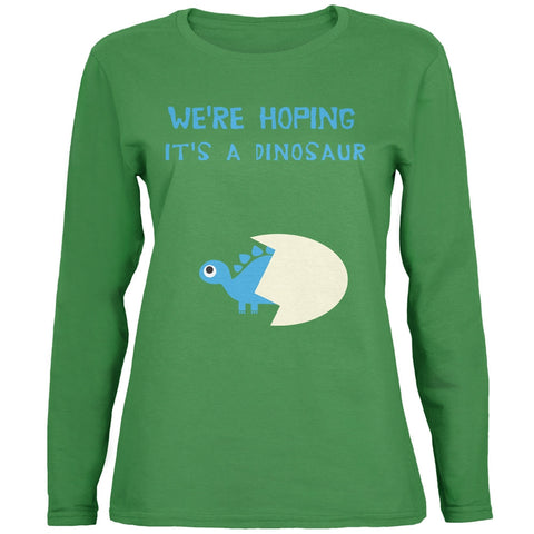 We're Hoping It's a Dinosaur Boy Green Womens Long Sleeve T-Shirt