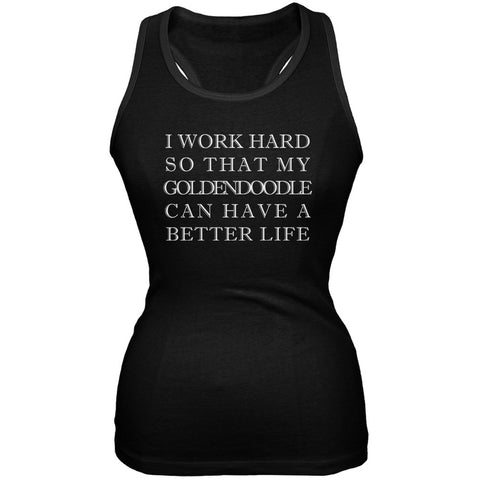 I Work Hard for My Goldendoodle Black Juniors Soft Tank Top