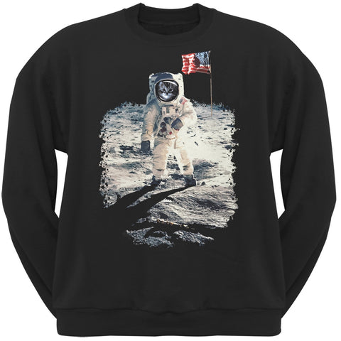 Cat Moon Landing Black Adult Sweatshirt