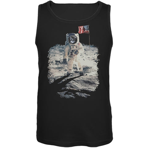 Cat Moon Landing Black Adult Tank Top