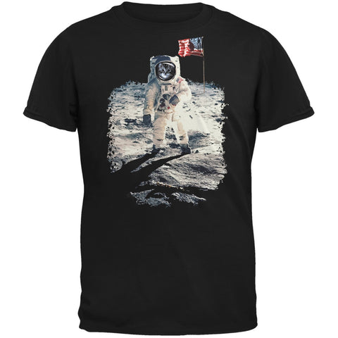 Cat Moon Landing Black Youth T-Shirt