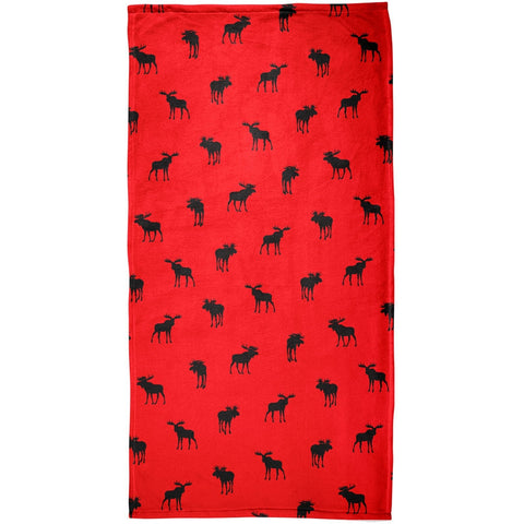 Moose Pattern All Over Plush Beach Towel