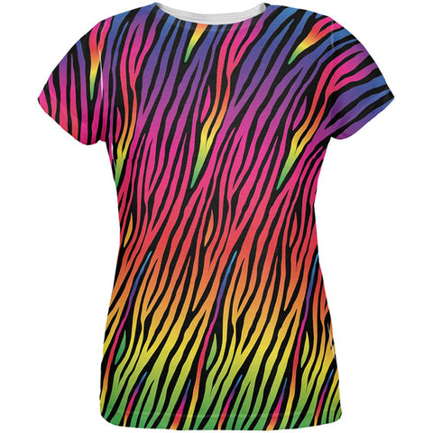 Rainbow Zebra Stripes All Over Womens T-Shirt