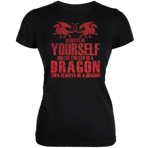 Always Be Yourself Dragon Black Juniors Soft T-Shirt