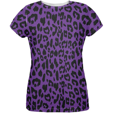 Purple Cheetah Print All Over Womens T-Shirt