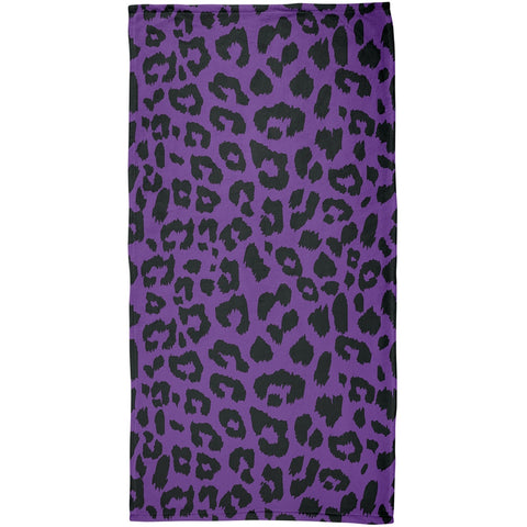 Purple Cheetah Print All Over Plush Beach Towel