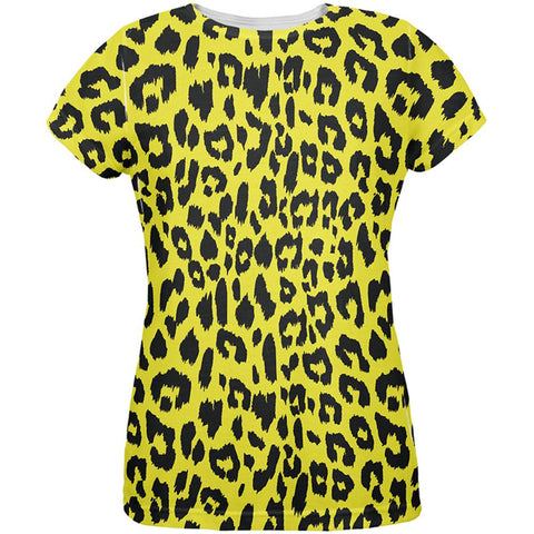 Yellow Cheetah Print All Over Womens T-Shirt