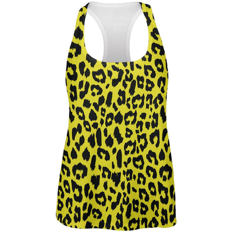 Yellow Cheetah Print All Over Womens Work Out Tank Top