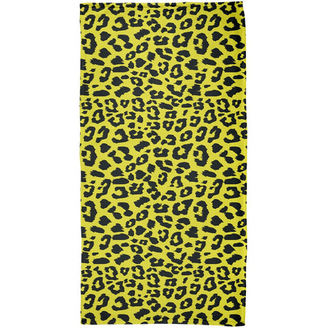 Yellow Cheetah Print All Over Plush Beach Towel