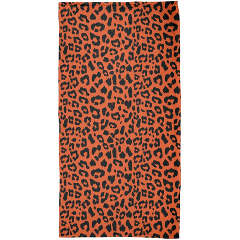 Orange Cheetah Print All Over Plush Beach Towel