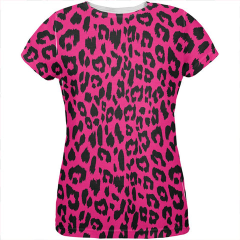 Pink Cheetah Print All Over Womens T-Shirt