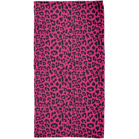 Pink Cheetah Print All Over Plush Beach Towel