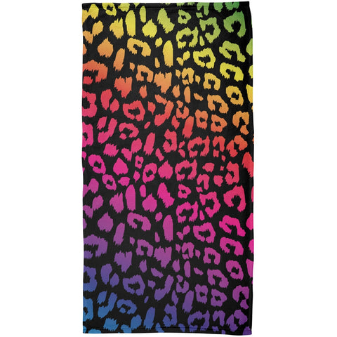 Rainbow Cheetah Print All Over Plush Beach Towel