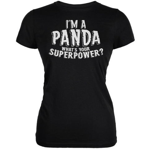 I'm A Panda What's Your Superpower Black Juniors Soft T-Shirt