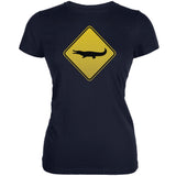 Alligator Crossing Sign Black Juniors Soft T-Shirt