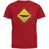 Alligator Crossing Sign Black Adult T-Shirt