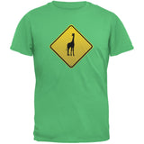 Giraffe Crossing Sign Black Adult T-Shirt
