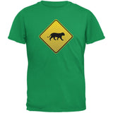 Cheetah Crossing Sign Black Adult T-Shirt