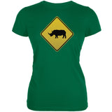 Rhino Crossing Sign Black Juniors Soft T-Shirt