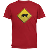 Cheetah Crossing Sign Black Adult T-Shirt