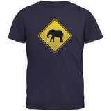 Elephant Crossing Sign Black Adult T-Shirt