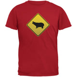 Hippo Crossing Sign Black Adult T-Shirt