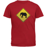 Elephant Crossing Sign Black Adult T-Shirt