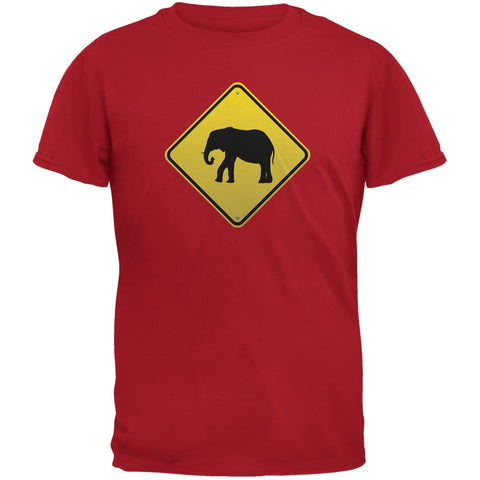 Elephant Crossing Sign Red Adult T-Shirt