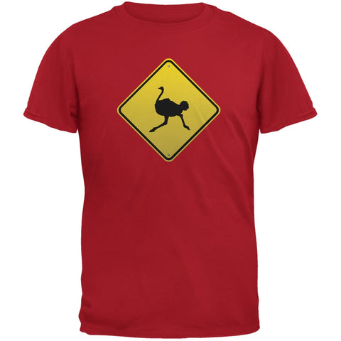 Ostrich Crossing Sign Red Adult T-Shirt