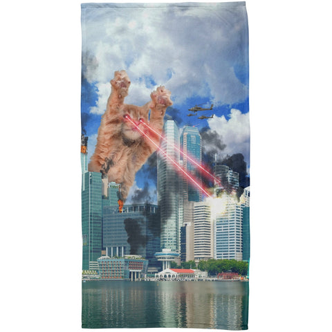 Giant Cat Laser Rampage and Destroy Beach Towel