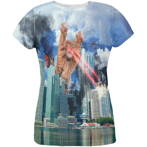 Giant Cat Laser Rampage and Destroy All Over Womens T-Shirt