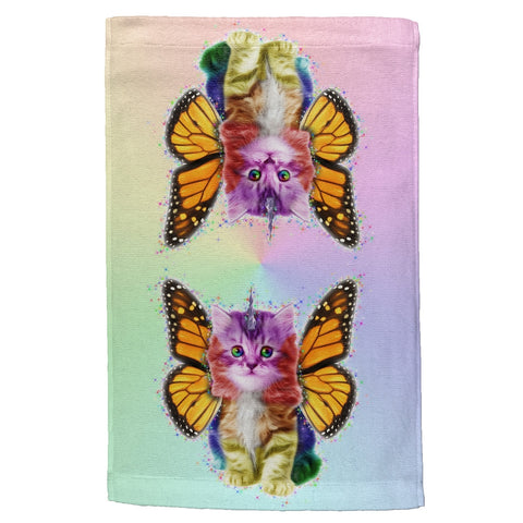 Rainbow Butterfly Unicorn Kittens All Over Hand Towel