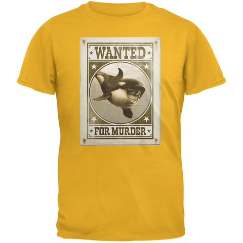 Orca Killer Whale Wanted For Murder Gold Adult T-Shirt