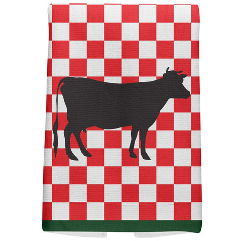 Country Kitchen Checkerboard Cow All Over Hand Towel