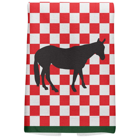 Country Kitchen Checkerboard Horse All Over Hand Towel