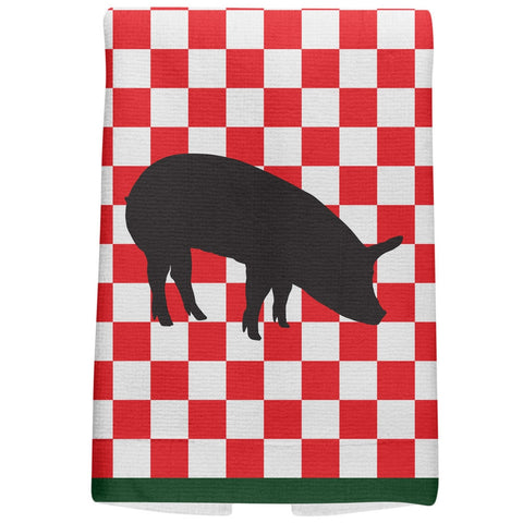 Country Kitchen Checkerboard Pig All Over Hand Towel